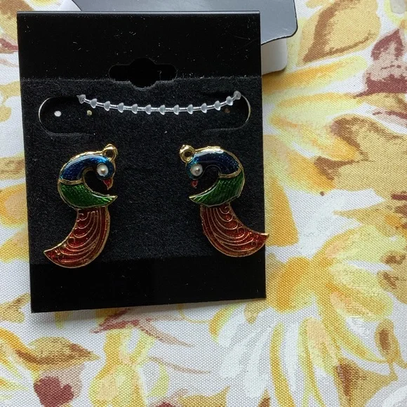 Peacock Pendant Necklace Set with Earrings - Picture 10 of 13